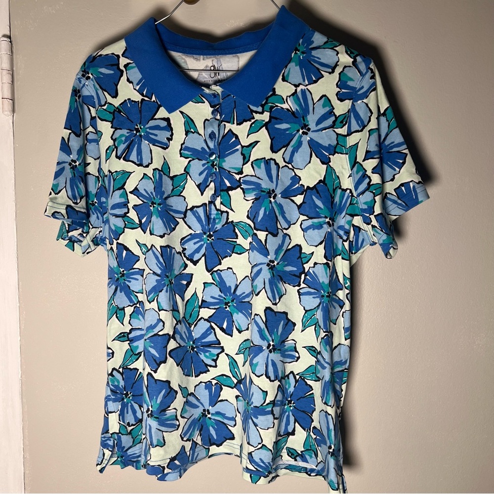Blue Floral Polo Shirt